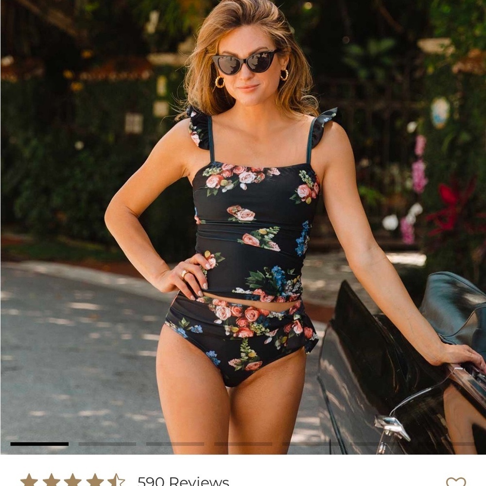 Albion Fit Bella tankini top rose black Sz L